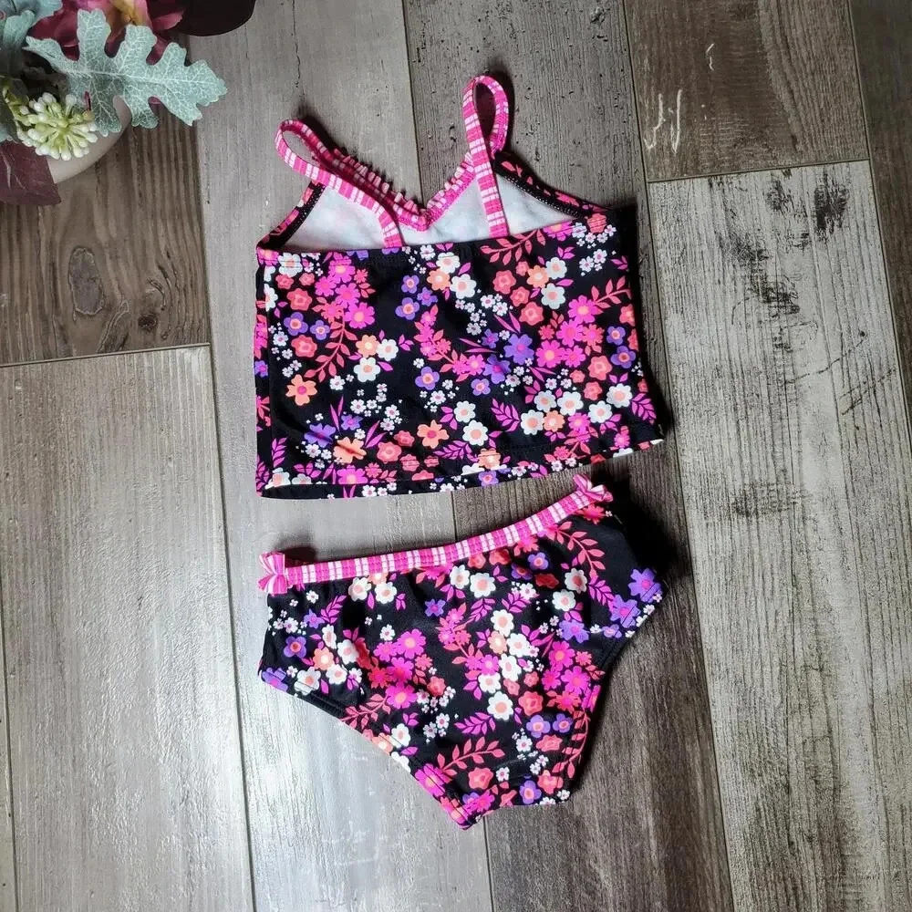 Circo Baby Girl 2 Piece Floral Swimsuit Bathing Suit 6/9 Months NWOT